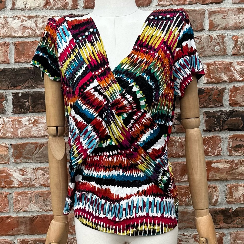 Cable & Gauge rainbow patterned abstract printed blouse / M/ Excellent condition